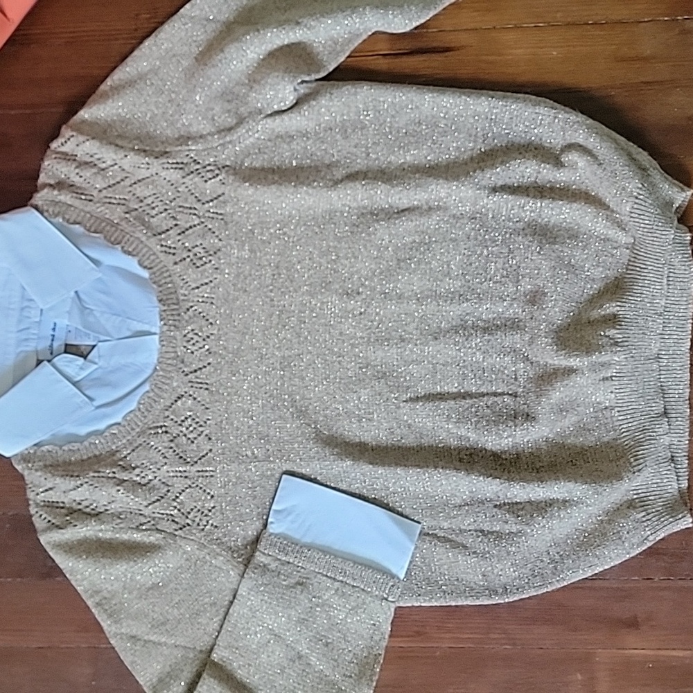 alfred dunner Thread Gold Acrylic Sweater Size S
